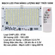 Bộ mạch đèn LED năng lượng mặt trời 100W gồm mạch và remote